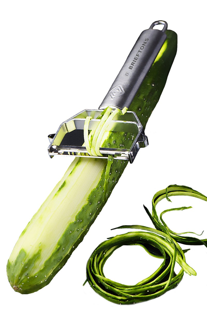 Brieftons Julienne Peeler/Cutter/Slicer: Serrated Stainless Steel Fruit/Vegetable Peeler & Julienne Slicer - Image 4